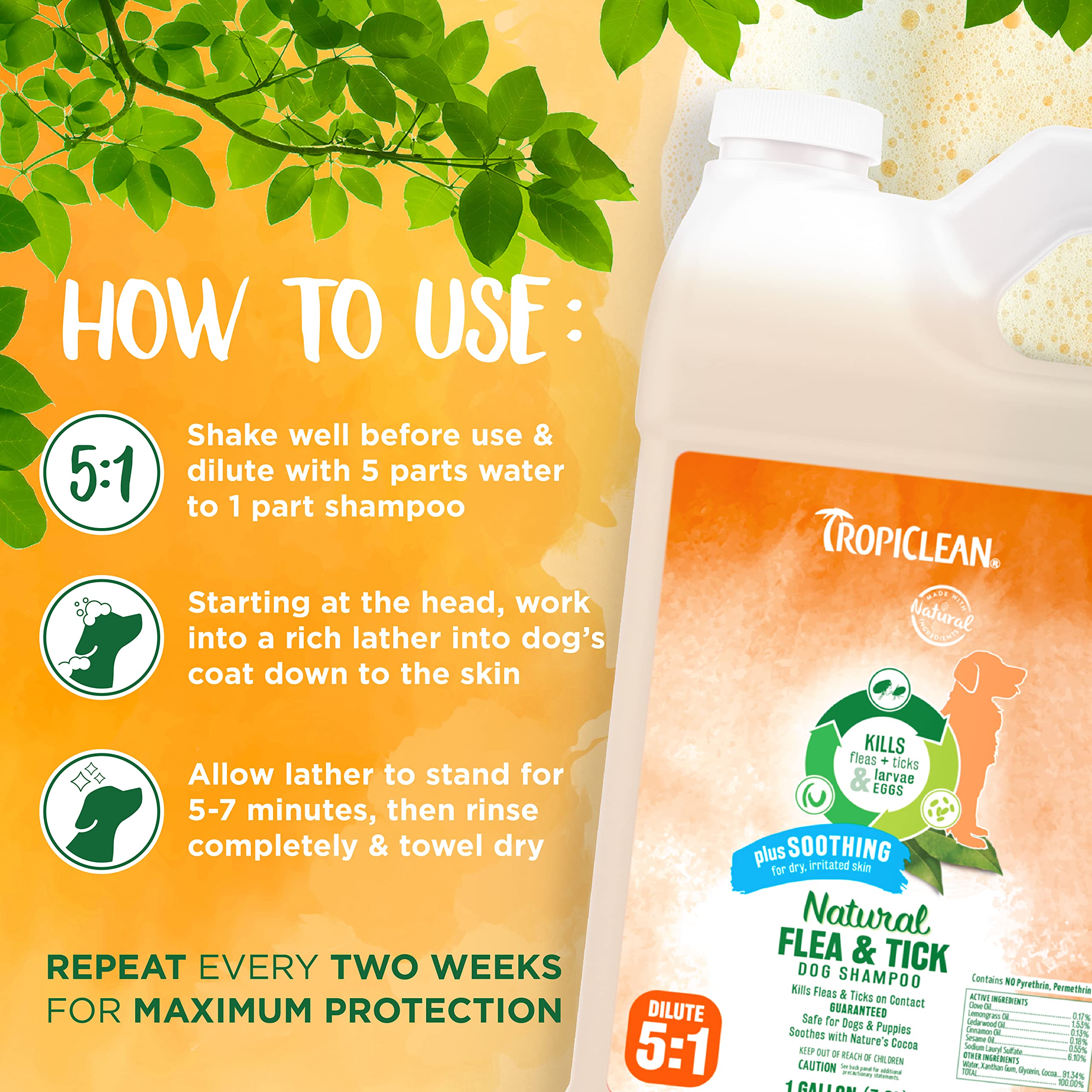 Foto 6 pulgar | Champú Para Perros Tropiclean Soothing Natural Flea/tick 3.78 L Usa - Venta Internacional.
