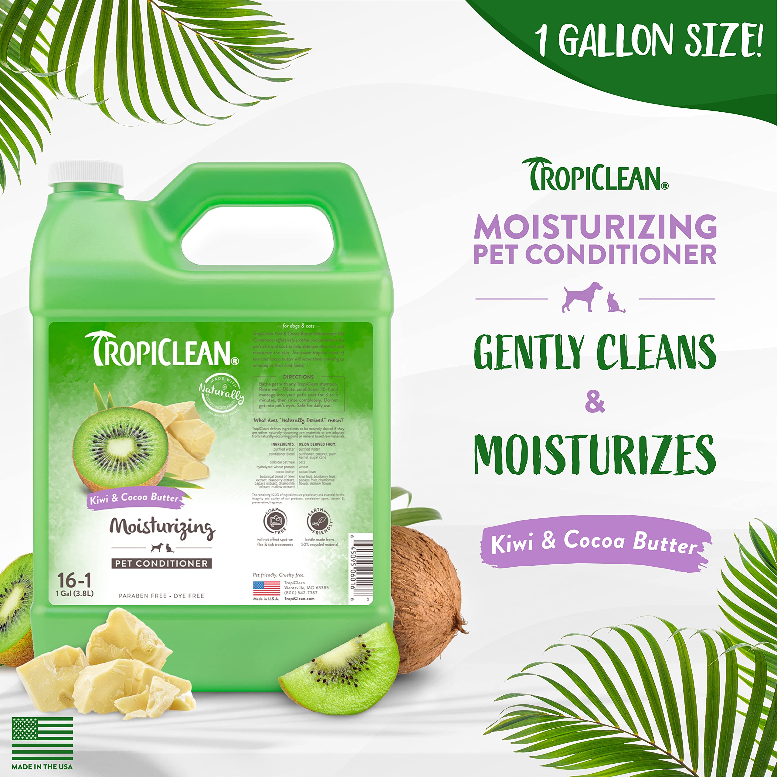 Foto 3 pulgar | Acondicionador Para Perros Tropiclean Kiwi & Coco Butter 3.78 L - Venta Internacional.