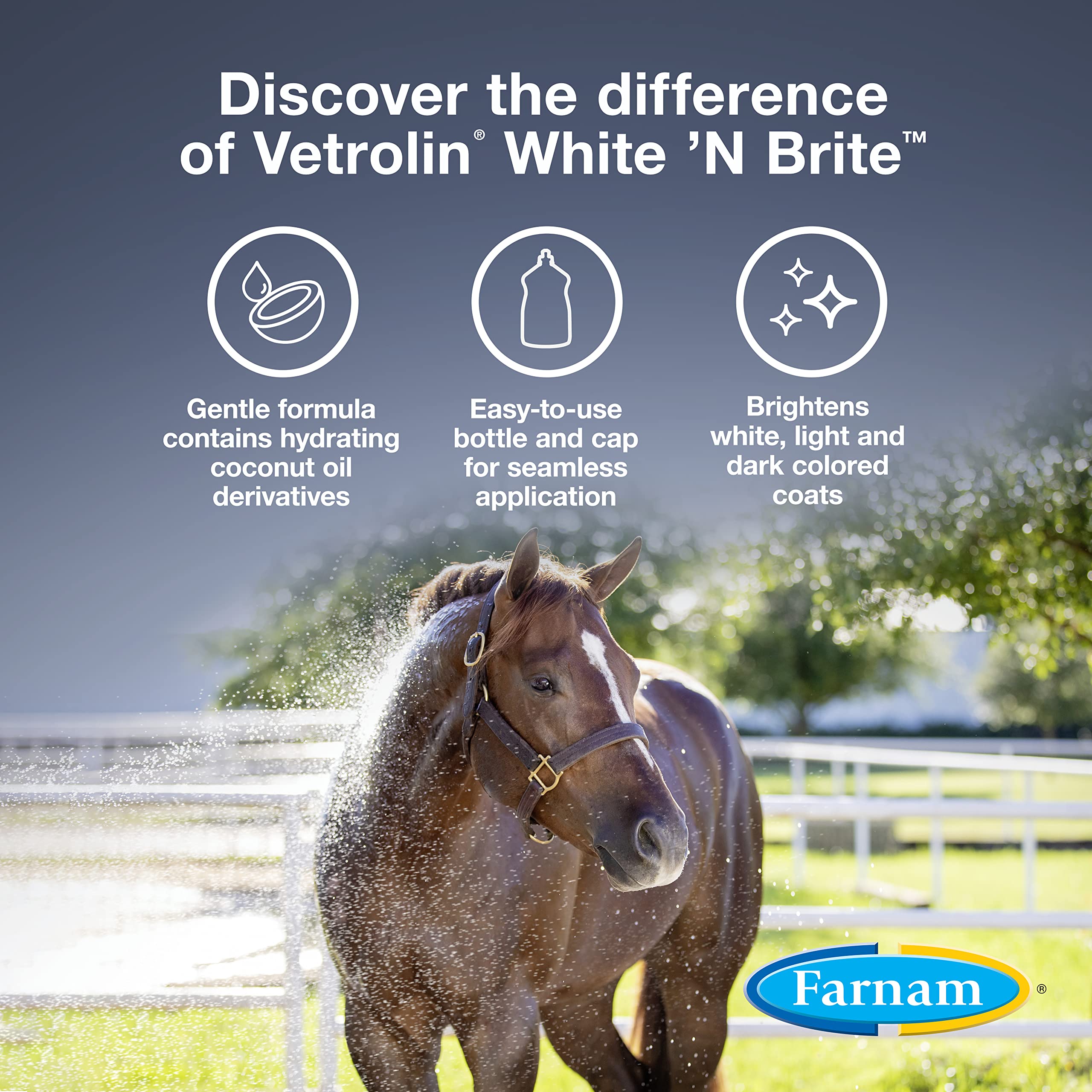 Foto 3 | Champú Farnam Vetrolin White 'n Brite para Caballos y Perros 32 oz -Venta Internacional