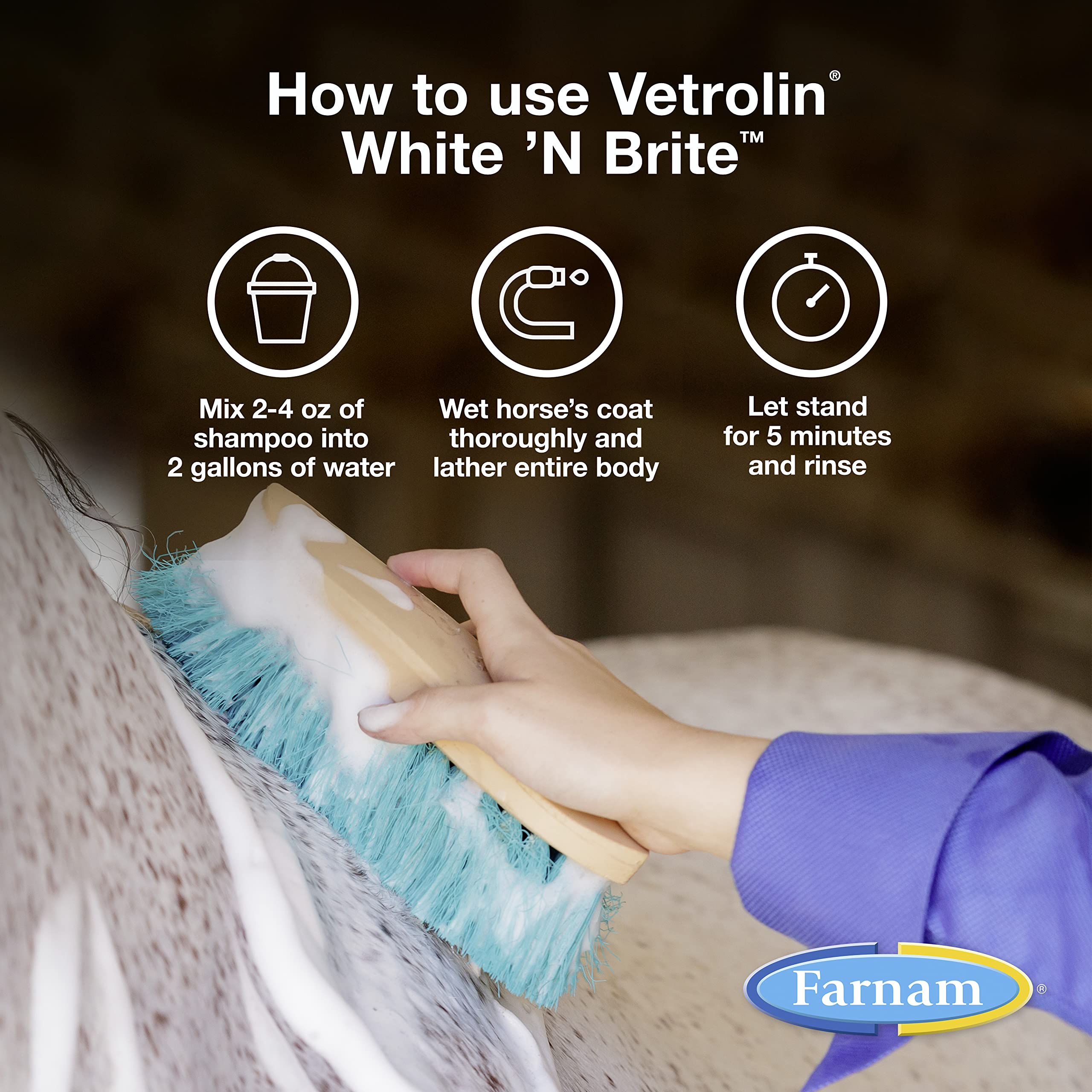 Foto 5 pulgar | Champú Farnam Vetrolin White 'n Brite para Caballos y Perros 32 oz -Venta Internacional