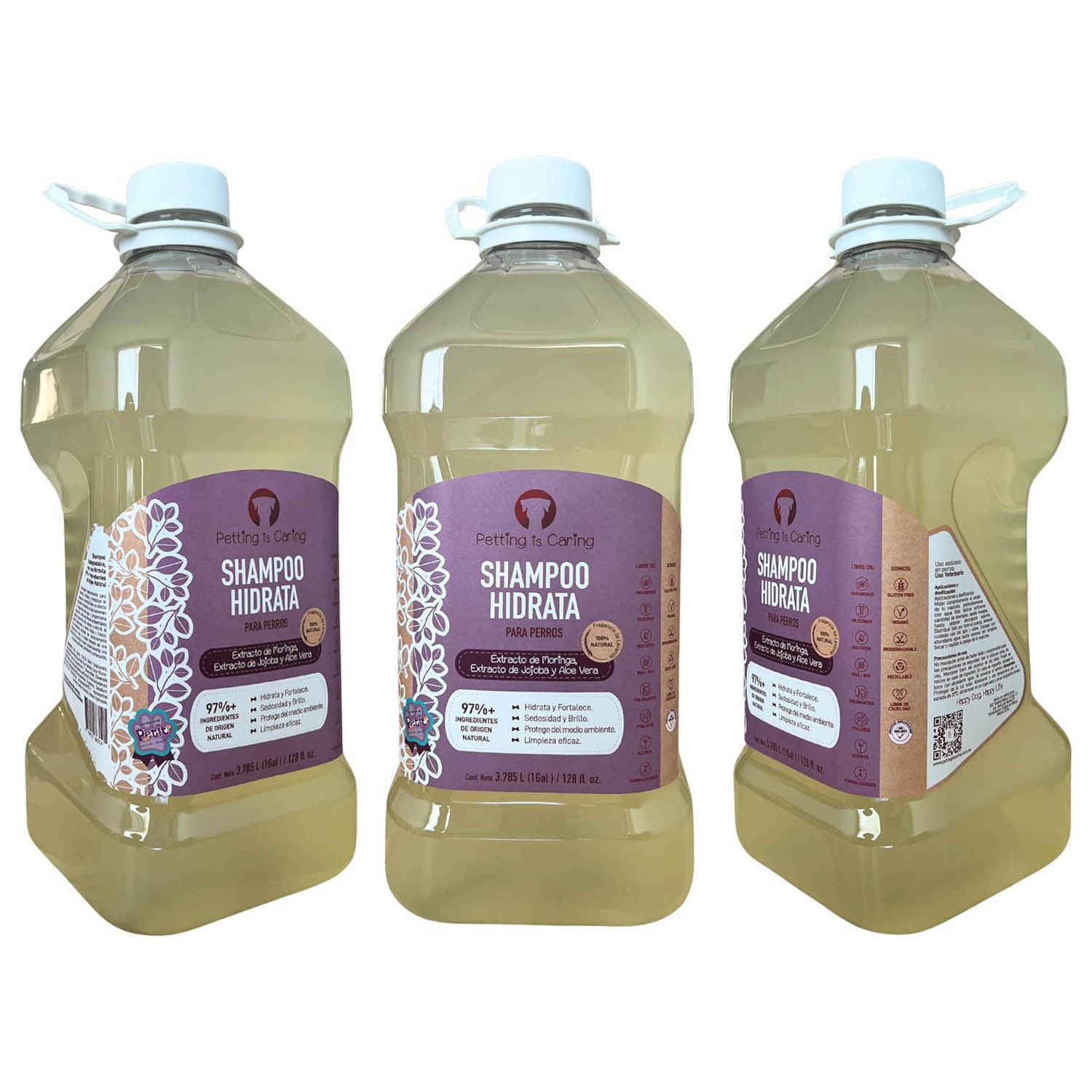 Foto 3 pulgar | Shampoo Hidrata Para Perro Gato Origen Natural Petting Is Caring 1 Galon