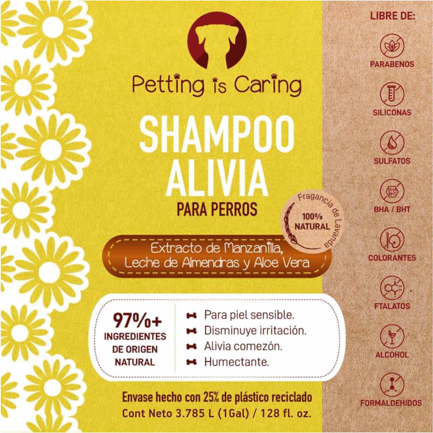 Foto 5 pulgar | Shampoo Alivia Para Perro Gato Origen Natural Petting Is Caring 1 Galon