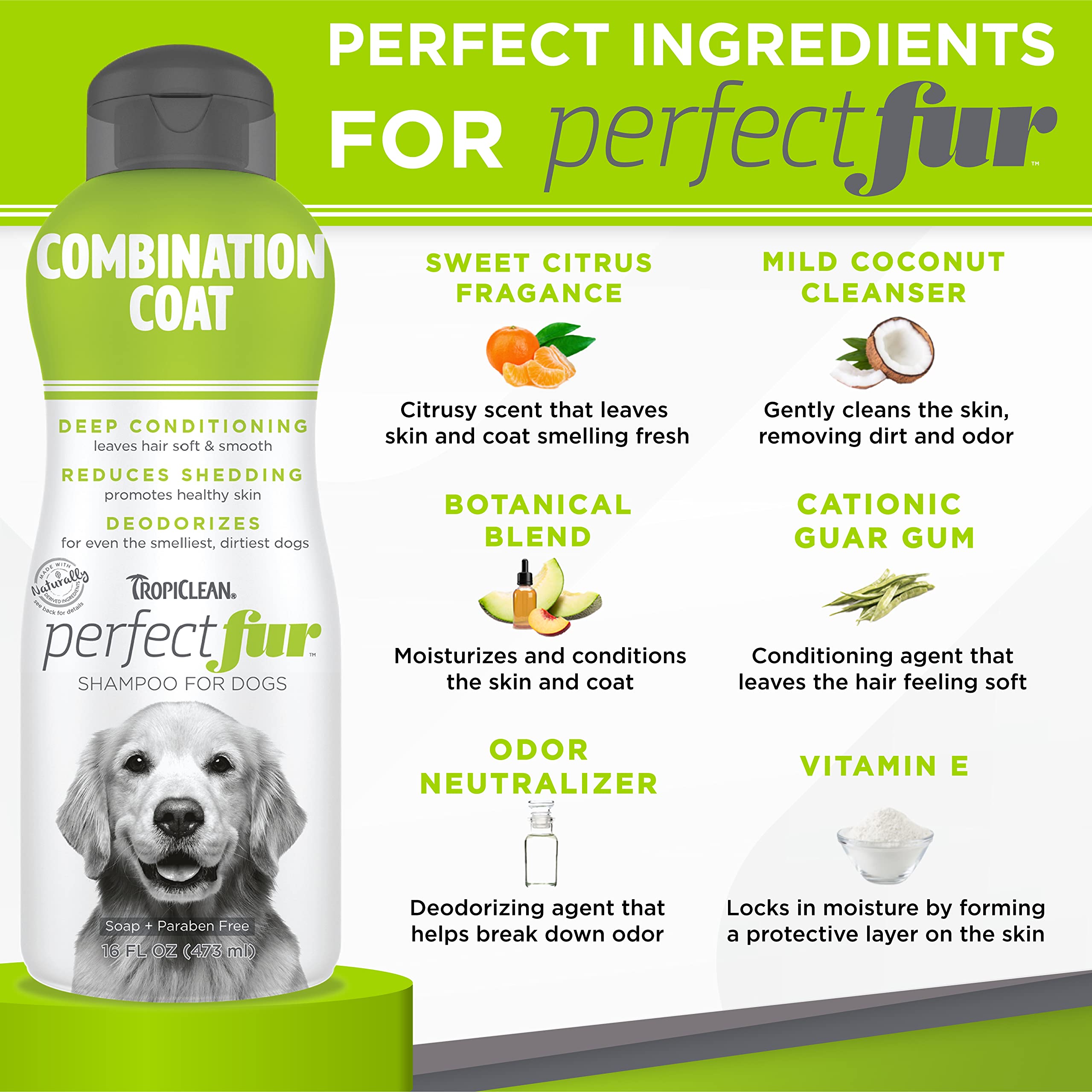 Foto 3 | Champú Para Perros Tropiclean Perfect Fur Sheding Control 480 Ml - Venta Internacional.