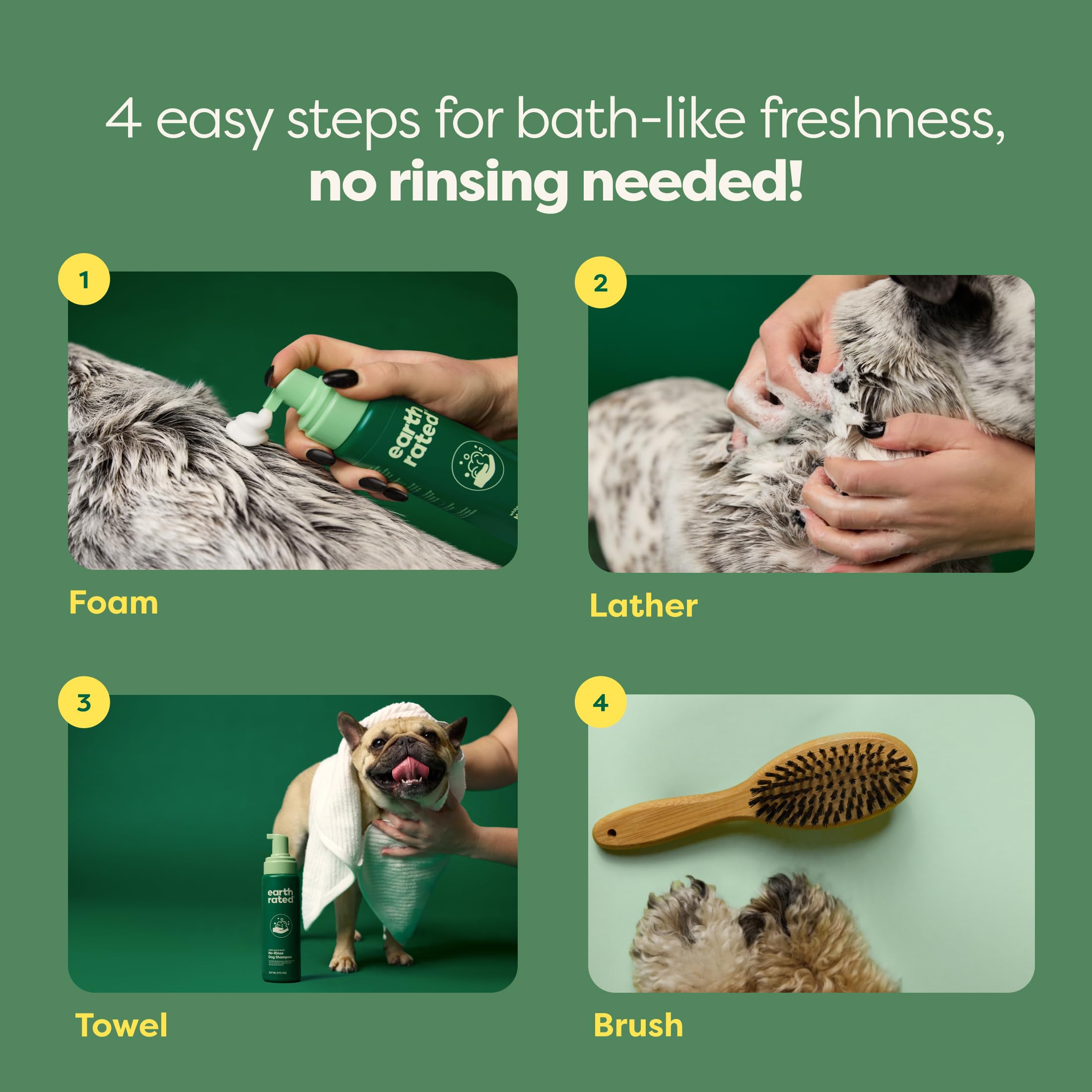 Foto 6 pulgar | Champú Para Perros Y Cachorros Earth Rated No-rinse, 200 Ml, Té Blanco Y Albahaca - Venta Internacional.
