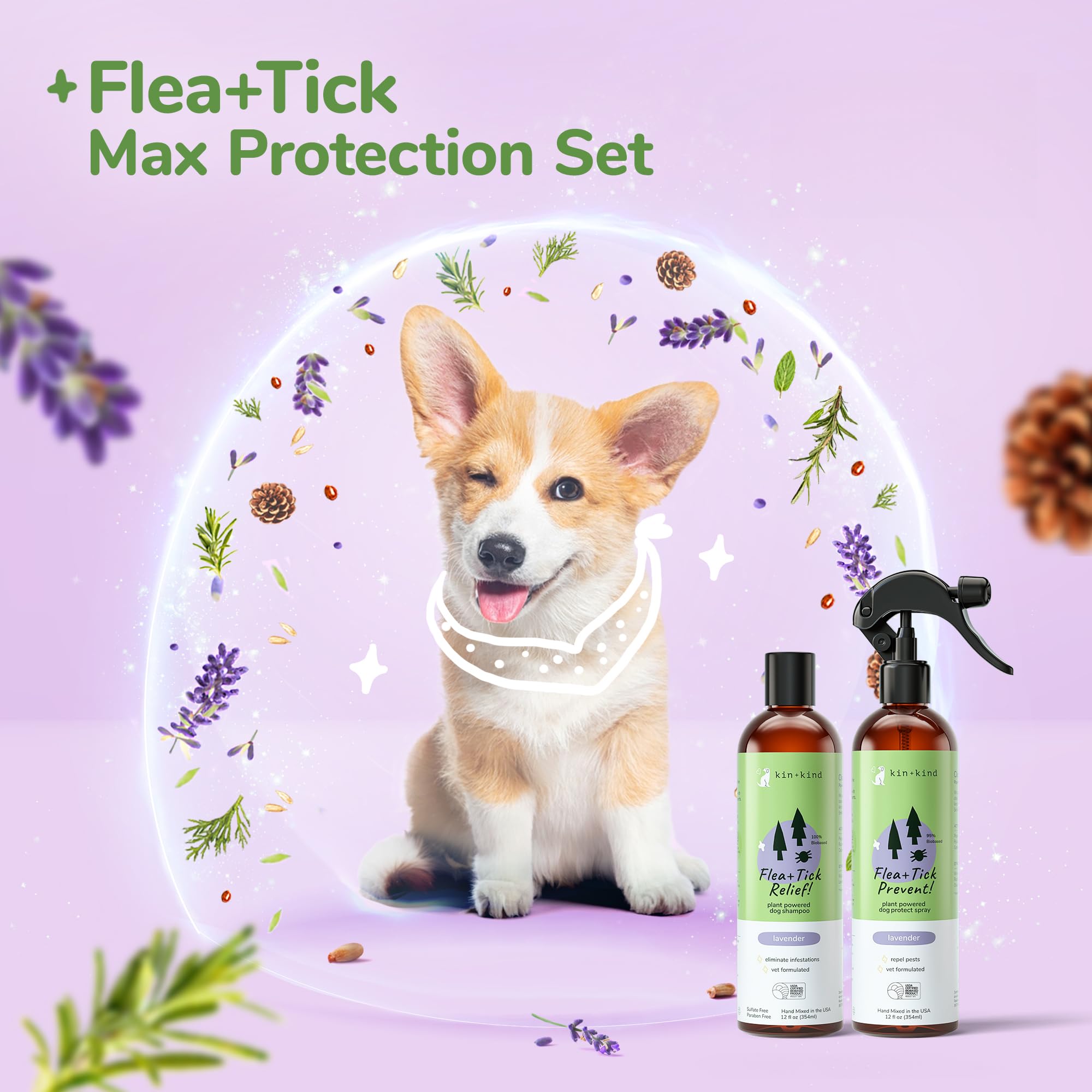 Foto 2 | Set De Champú Y Spray Antipulgas Y Garrapatas Kin+kind Para Perros - Venta Internacional.