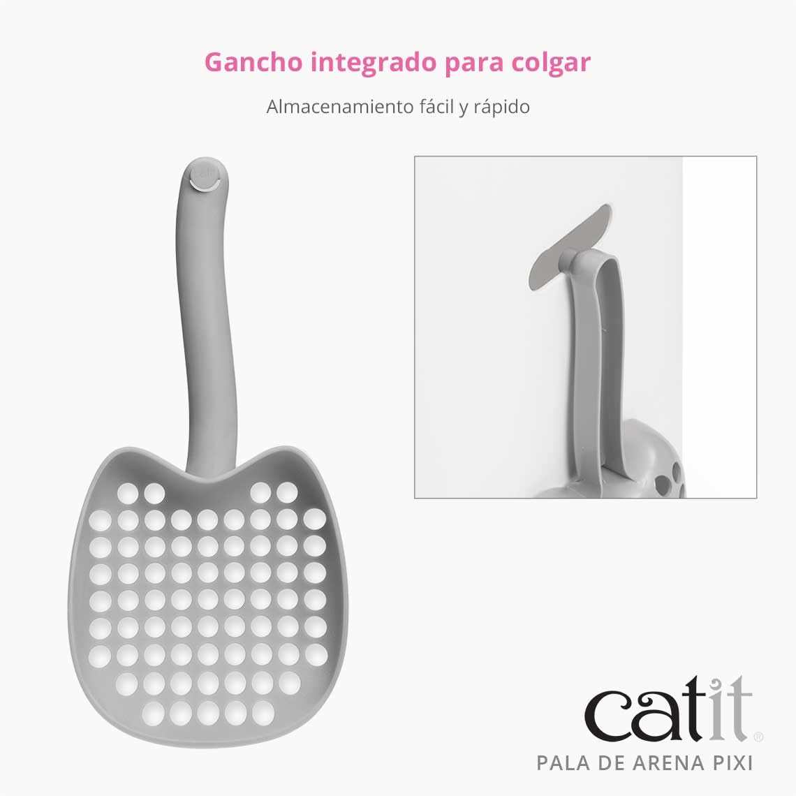 Foto 5 pulgar | Cuchara Para Basura Catit Pixi Gris Con Superficie Ancha Y Gancho - Venta Internacional.