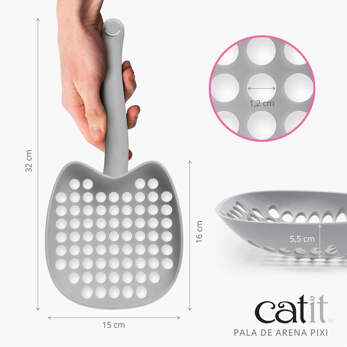 Foto 7 pulgar | Cuchara Para Basura Catit Pixi Gris Con Superficie Ancha Y Gancho - Venta Internacional.
