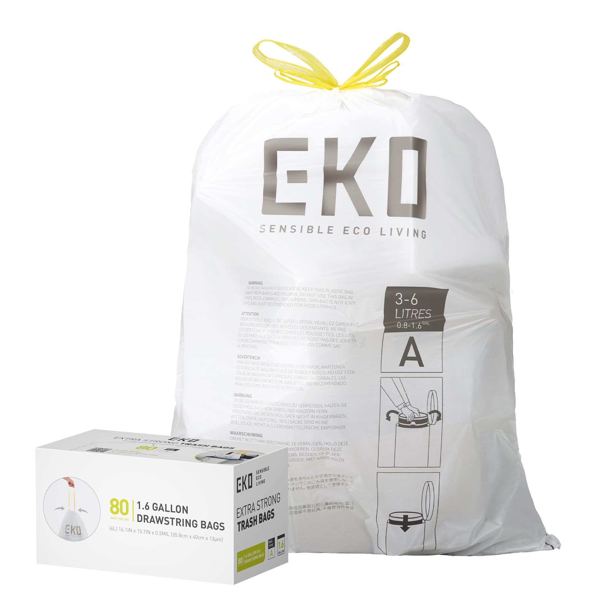 Foto 2 pulgar | Bolsa De Basura Eko Eko Easy-dispense, Rollo De 80 Unidades, Extra Fuerte, De 3 A 6 Litros - Venta Internacional.