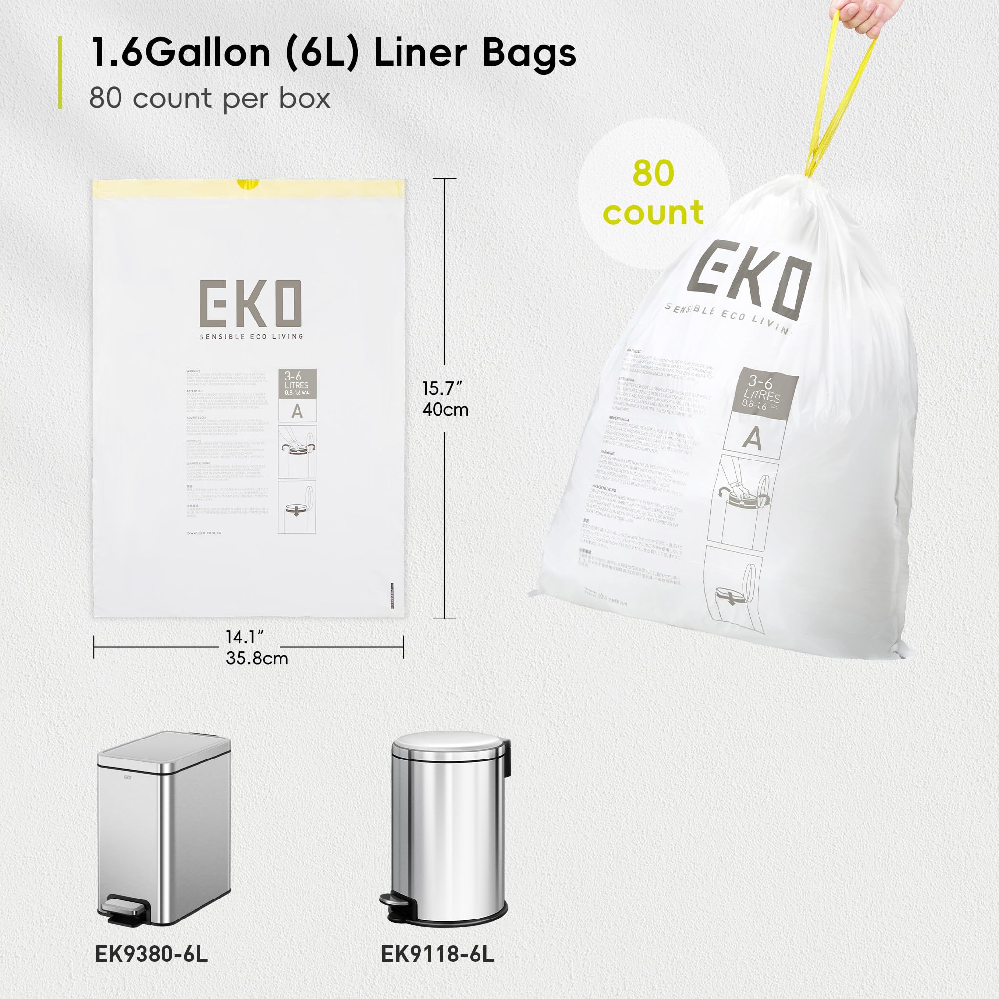 Foto 5 pulgar | Bolsa De Basura Eko Eko Easy-dispense, Rollo De 80 Unidades, Extra Fuerte, De 3 A 6 Litros - Venta Internacional.