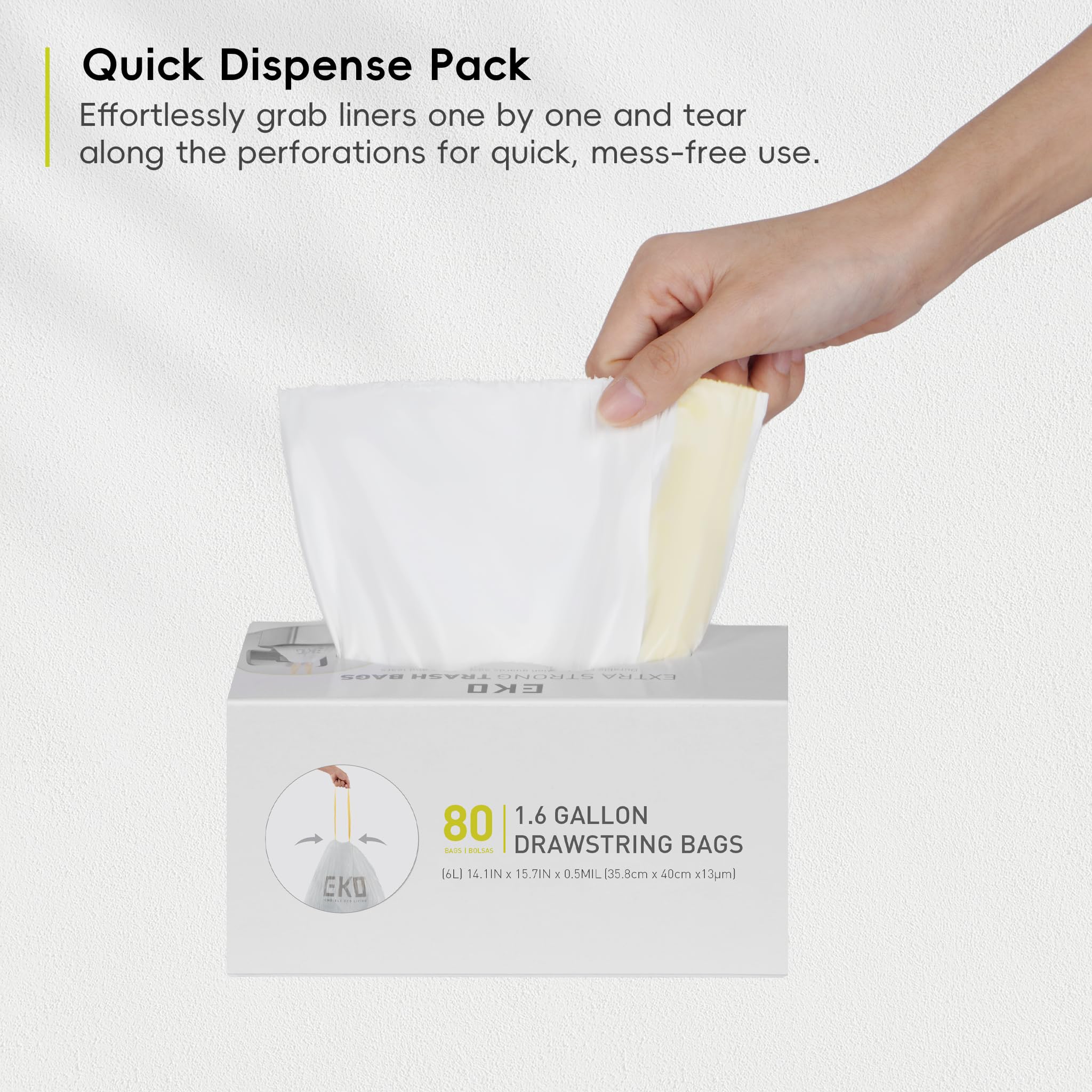 Foto 7 | Bolsa De Basura Eko Eko Easy-dispense, Rollo De 80 Unidades, Extra Fuerte, De 3 A 6 Litros - Venta Internacional.