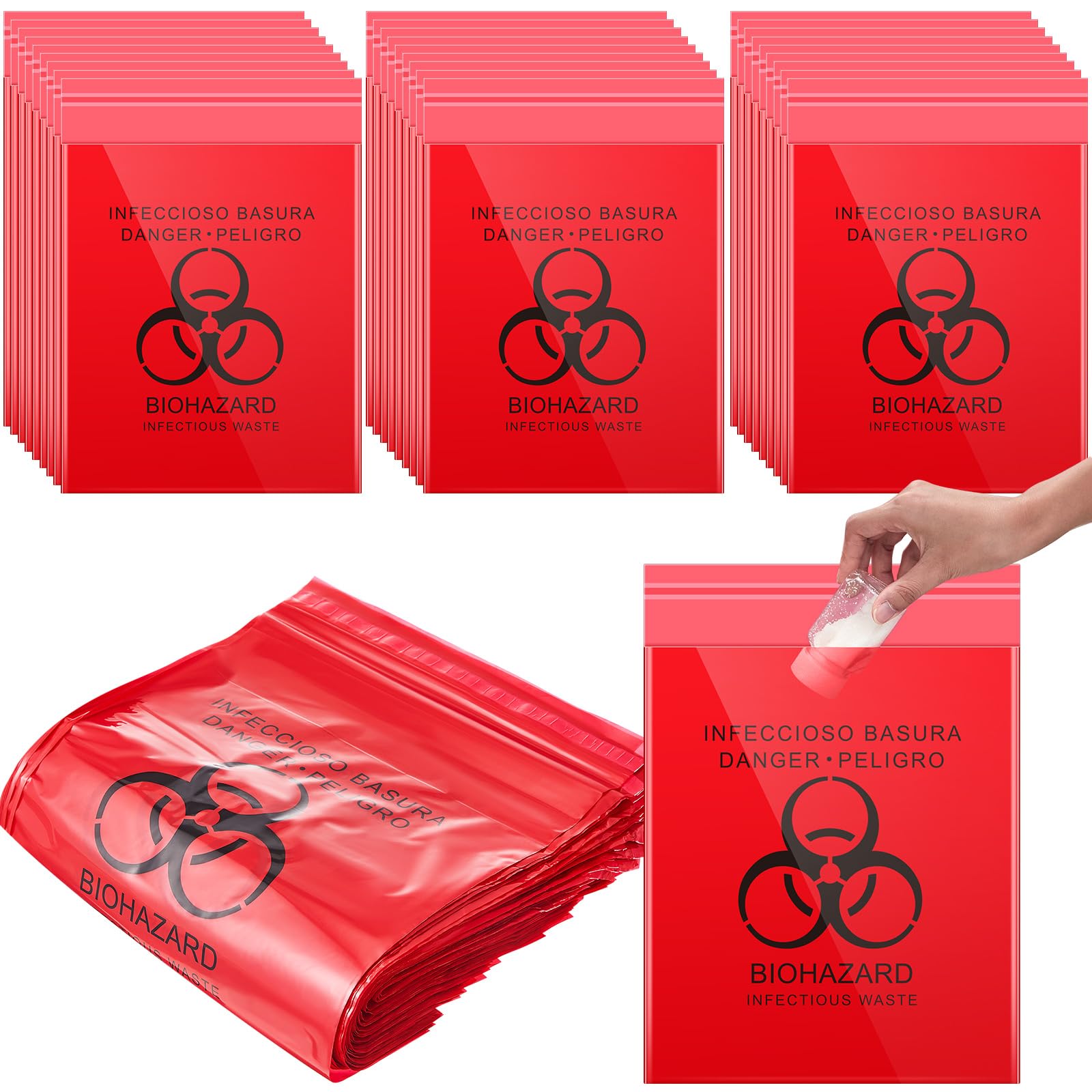 Foto 2 pulgar | Bolsas Biohazard Geyoga, Rojas, 28 X 38 Cm, 500 Unidades - Venta Internacional.