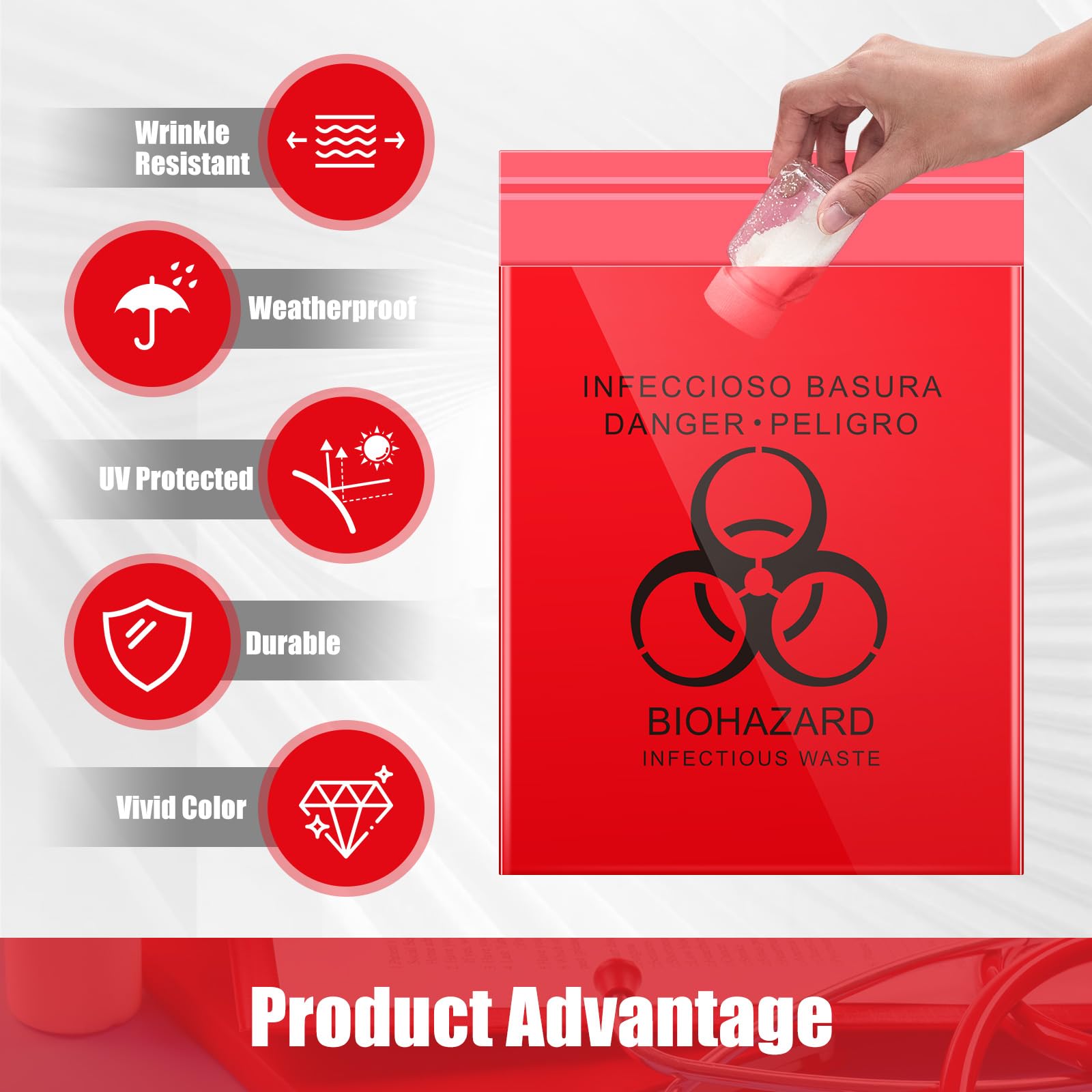 Foto 4 pulgar | Bolsas Biohazard Geyoga, Rojas, 28 X 38 Cm, 500 Unidades - Venta Internacional.