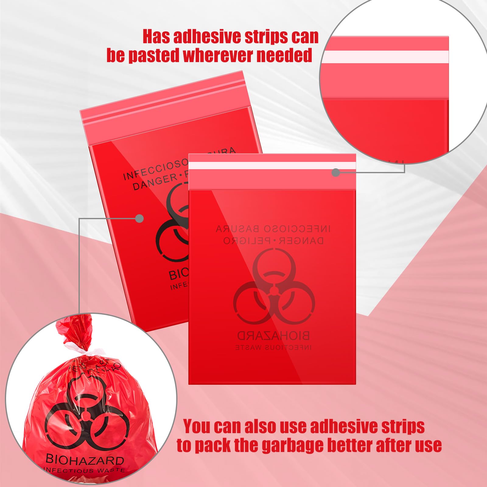 Foto 5 pulgar | Bolsas Biohazard Geyoga, Rojas, 28 X 38 Cm, 500 Unidades - Venta Internacional.
