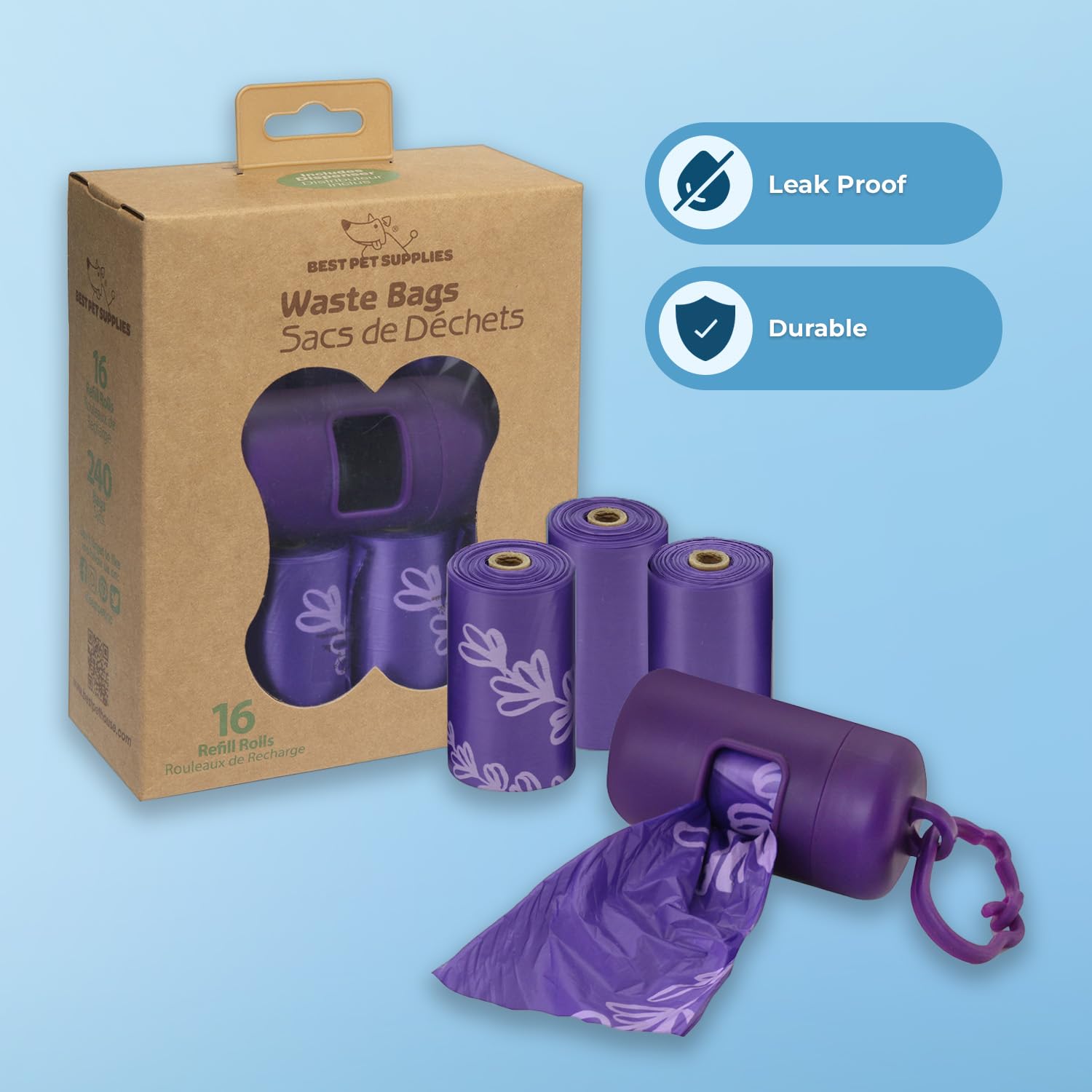 Foto 4 pulgar | Bolsas Para Excrementos De Perro Best Pet Supplies (240 Bolsas), Color Morado - Venta Internacional.