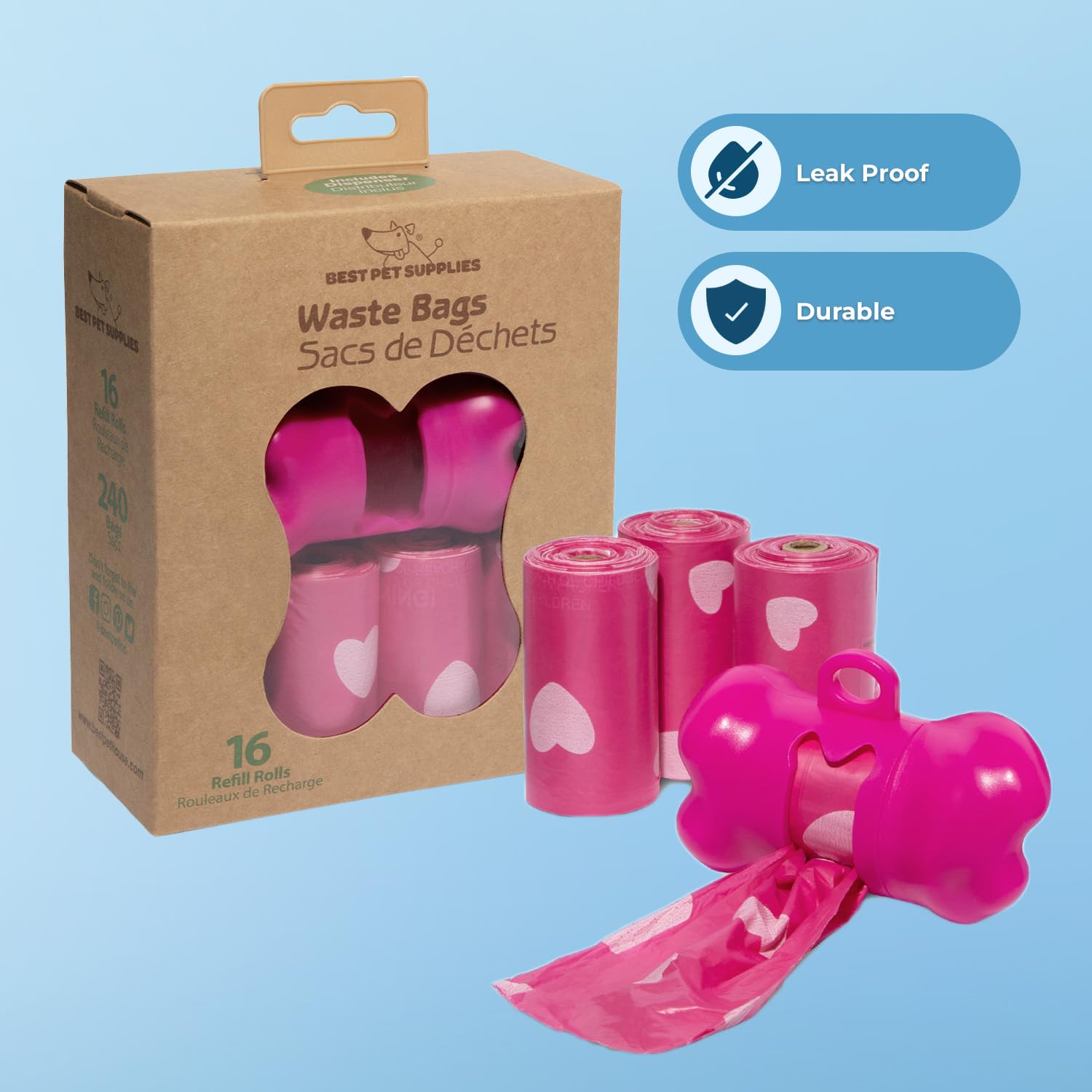 Foto 4 pulgar | Bolsas Para Excrementos De Perro Best Pet Supplies (240 Bolsas) A Prueba De Fugas, Color Rosa - Venta Internacional.