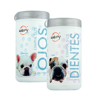 Foto 1 | Waipy 2 Pack Toallitas Humedas Limpieza Dental + Limpiadoras De Ojos Para Mascotas | Seguras Para Perros Y Gatos