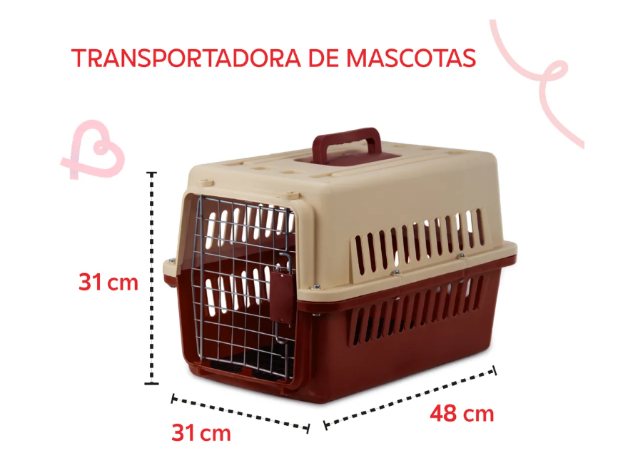 Foto 3 pulgar | Jaula Transportadora Perro Gato Mascota Portátil 31x48x31cm