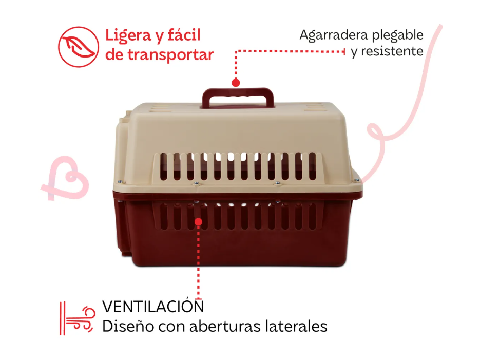 Foto 4 | Jaula Transportadora Perro Gato Mascota Portátil 31x48x31cm
