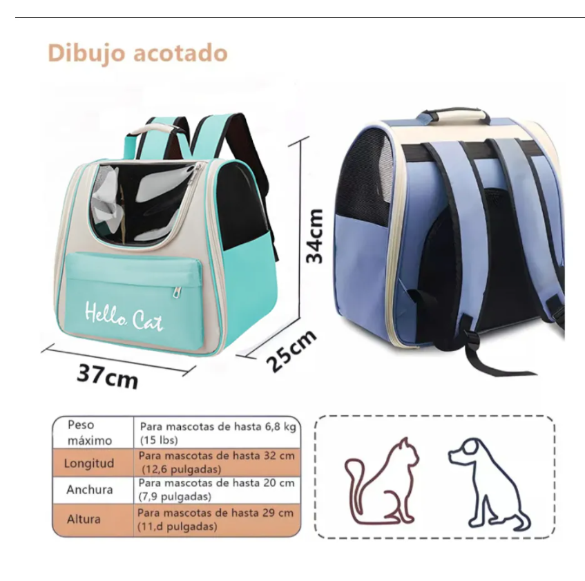 Foto 4 | Mochila Transportadora Bolsa Mascota Perro Gato Viaje Chica