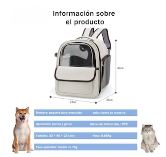 Foto 4 | Mochila Transportadora Para Perros Gatos Mascotas Pequeña
