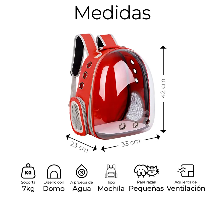 Foto 3 pulgar | Mochila Back Pack Transportadora Gato Perro Mascota Pequeña