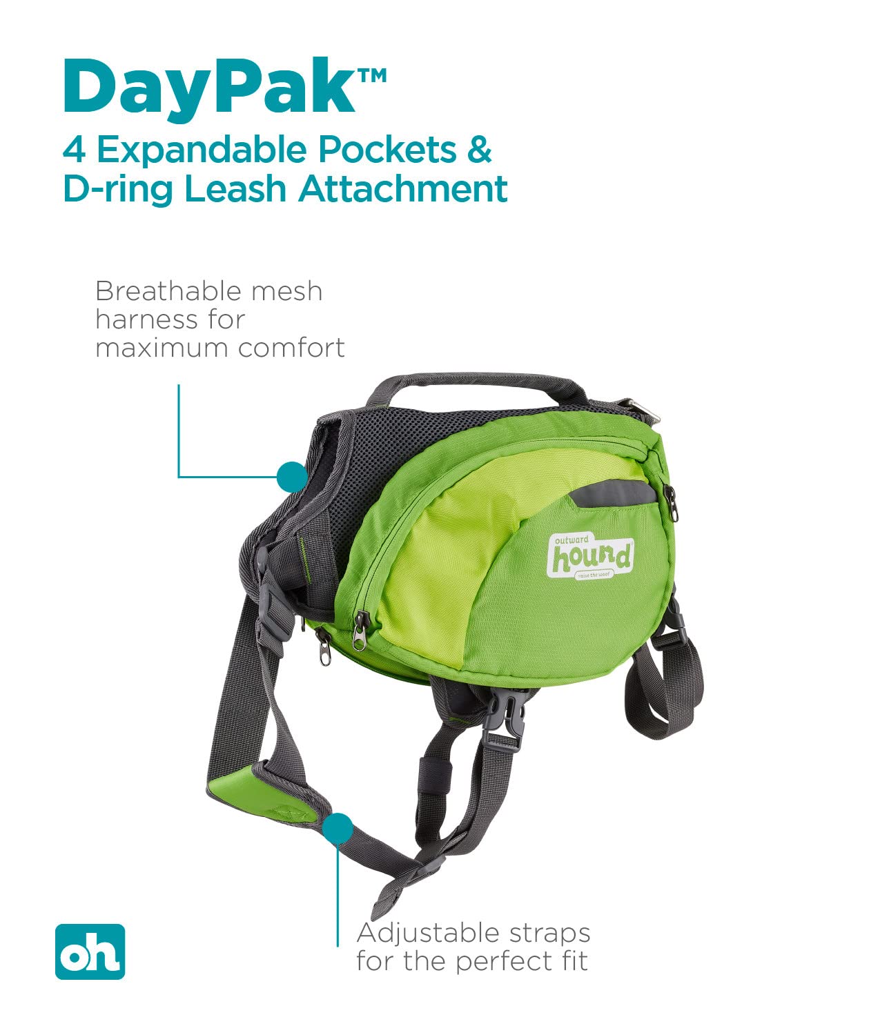 Foto 5 pulgar | Mochila Dog Saddleback Outward Hound Daypak Green Large - Venta Internacional.
