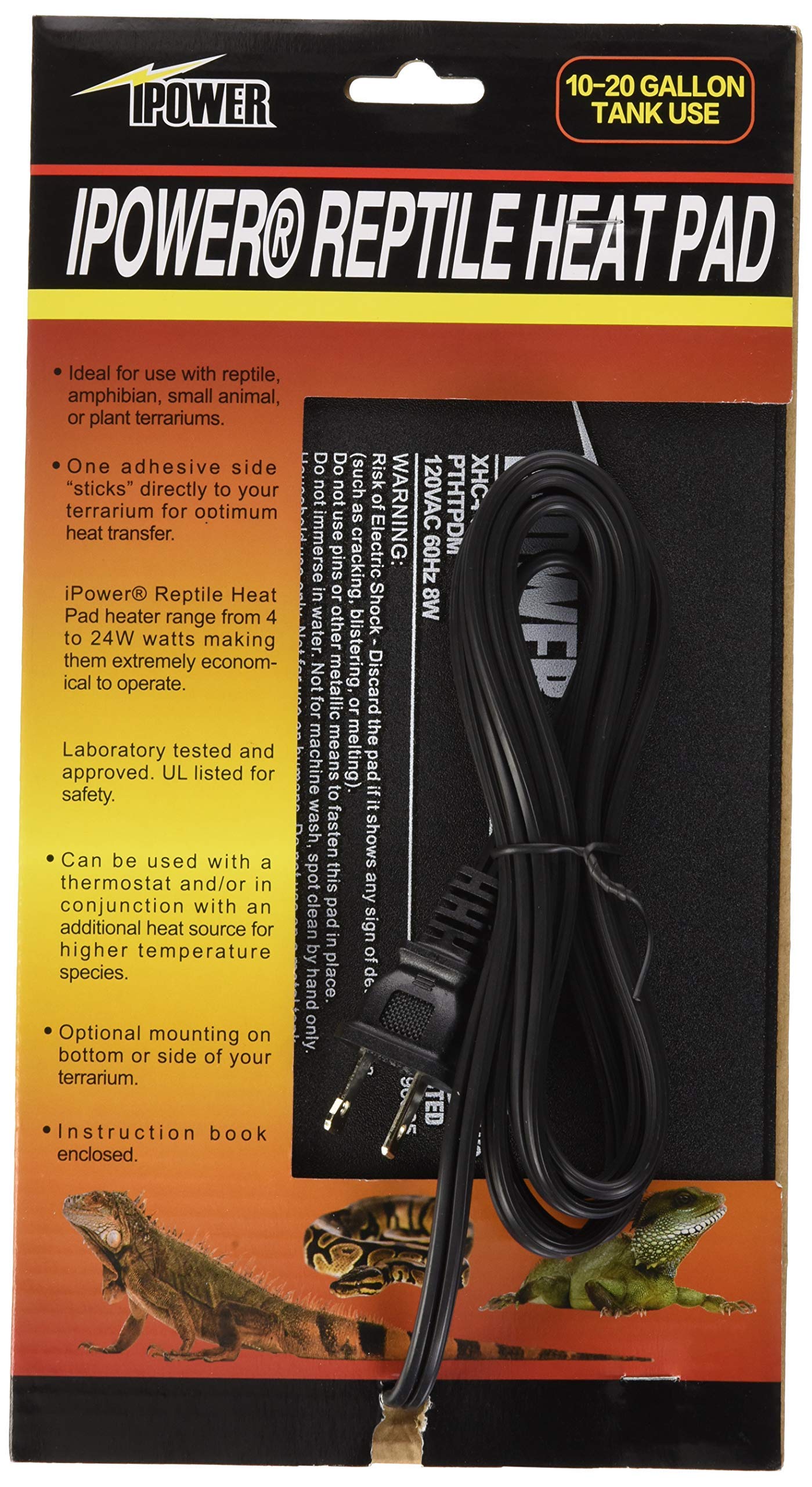 Almohadilla Térmica Ipower, 6 X 8 Cm, 8 W, Para Reptiles, Debajo Del Tanque, Terrario - Venta Internacional.