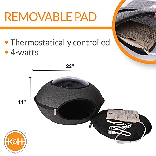 Foto 2 | Cama Térmica Para Gatos K&h Thermo Lookout Grey 22 Con Calefactor Y Ventana - Venta Internacional.