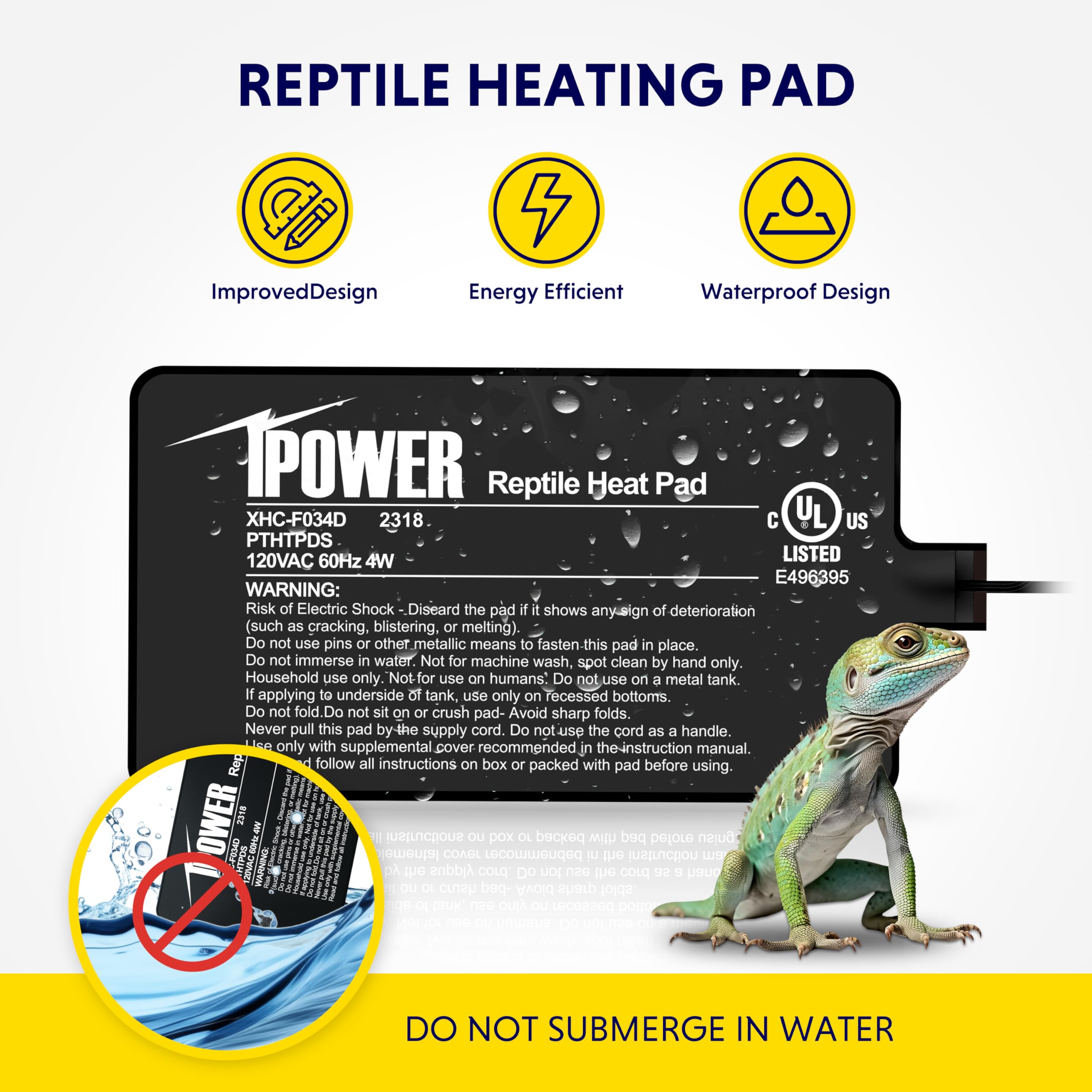 Foto 4 pulgar | Alfombrilla Térmica Ipower De 4 W Con Forma De Reptil, 10 X 18 Cm, Con Termómetro Para Terrario - Venta Internacional.