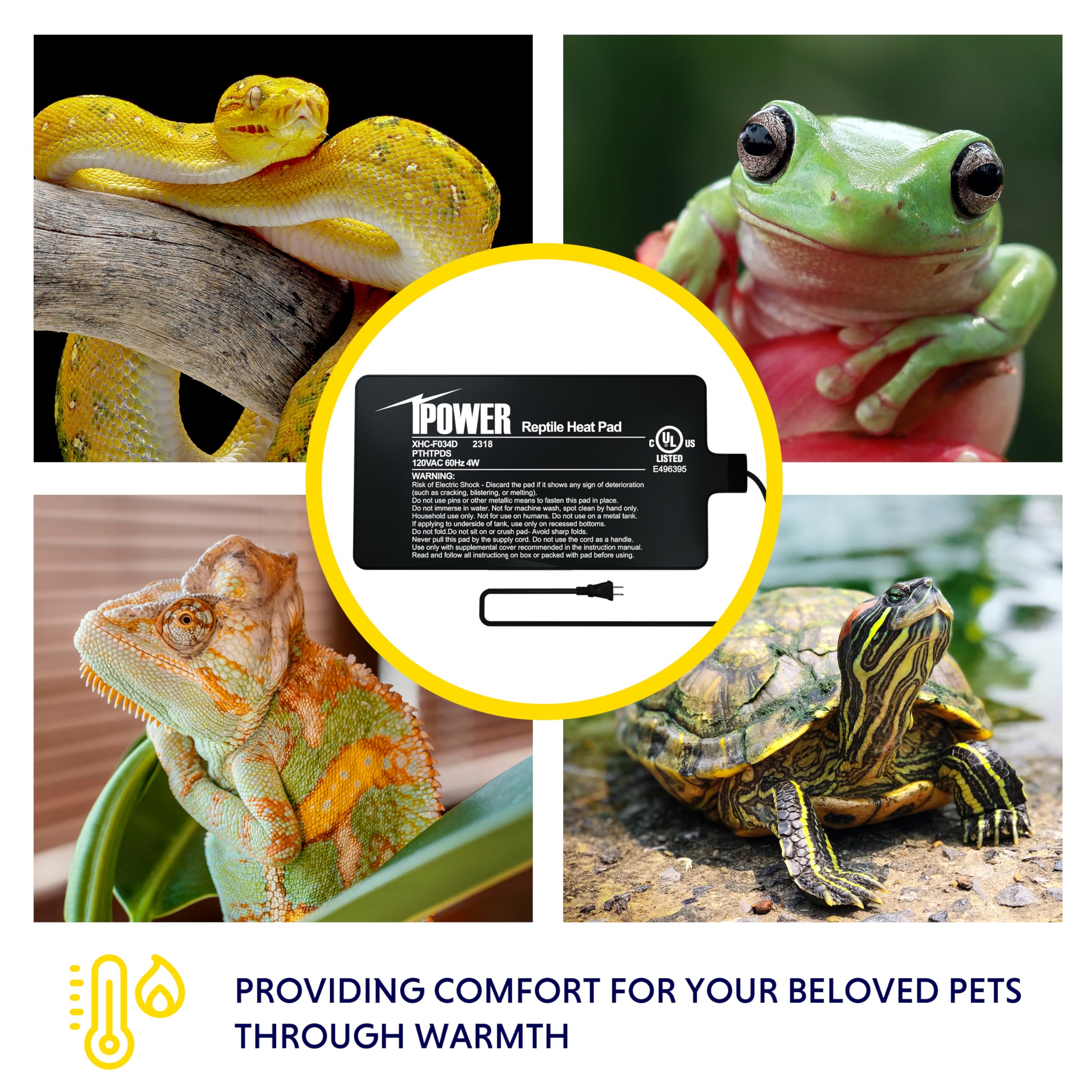 Foto 6 pulgar | Alfombrilla Térmica Ipower De 4 W Con Forma De Reptil, 10 X 18 Cm, Con Termómetro Para Terrario - Venta Internacional.
