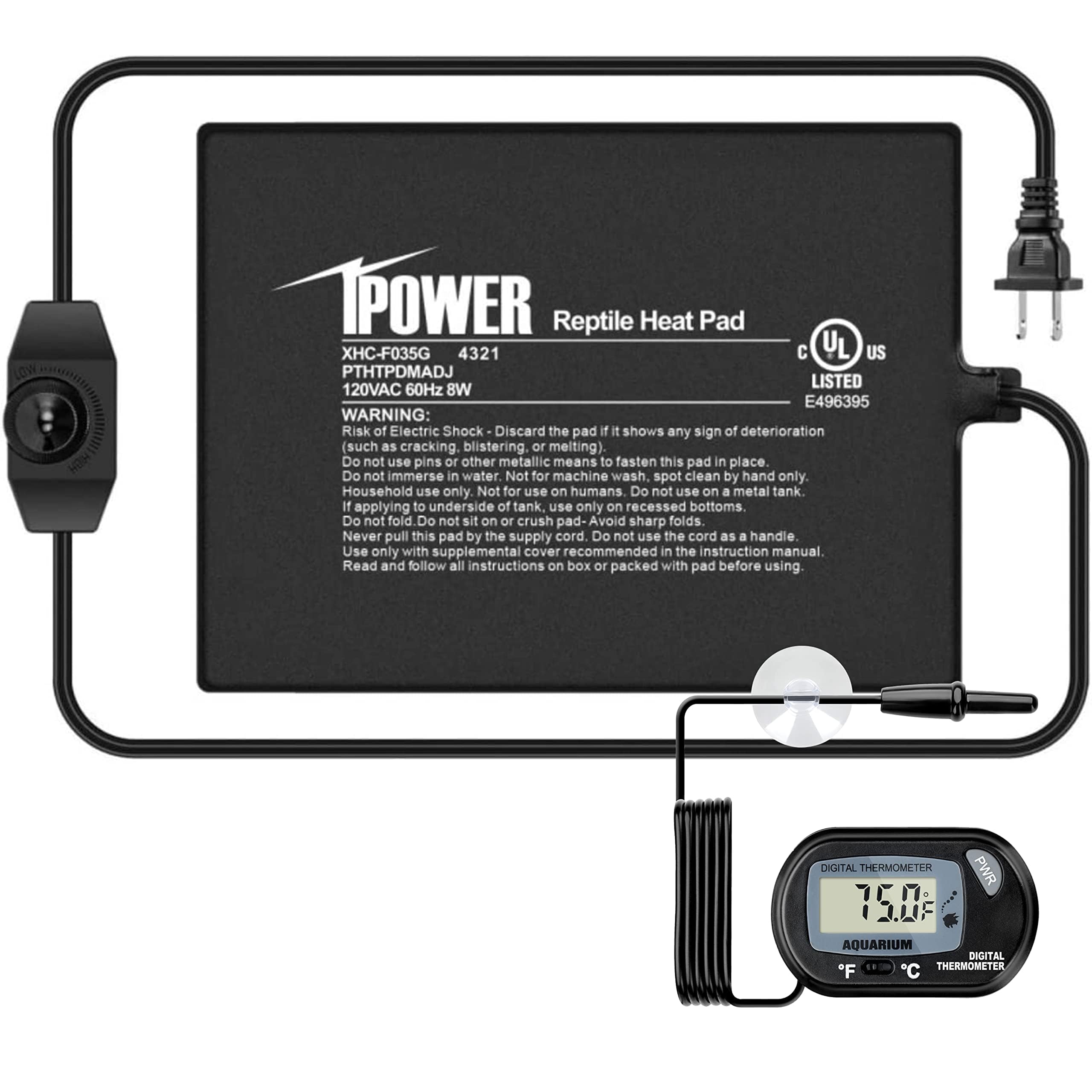 Foto 1 | Alfombrilla Térmica Para Reptiles Ipower De 6 X 8 Pulgadas Con Controlador De Temperatura - Venta Internacional.