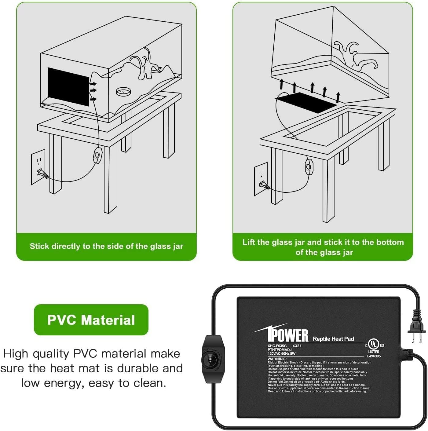 Foto 5 pulgar | Alfombrilla Térmica Para Reptiles Ipower De 6 X 8 Pulgadas Con Controlador De Temperatura - Venta Internacional.