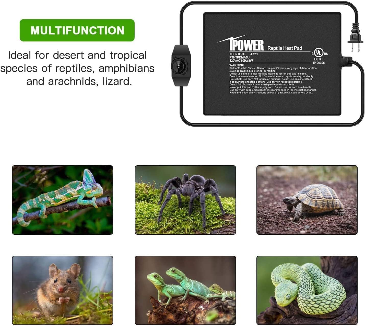 Foto 5 | Alfombrilla Térmica Para Reptiles Ipower De 6 X 8 Pulgadas Con Controlador De Temperatura - Venta Internacional.