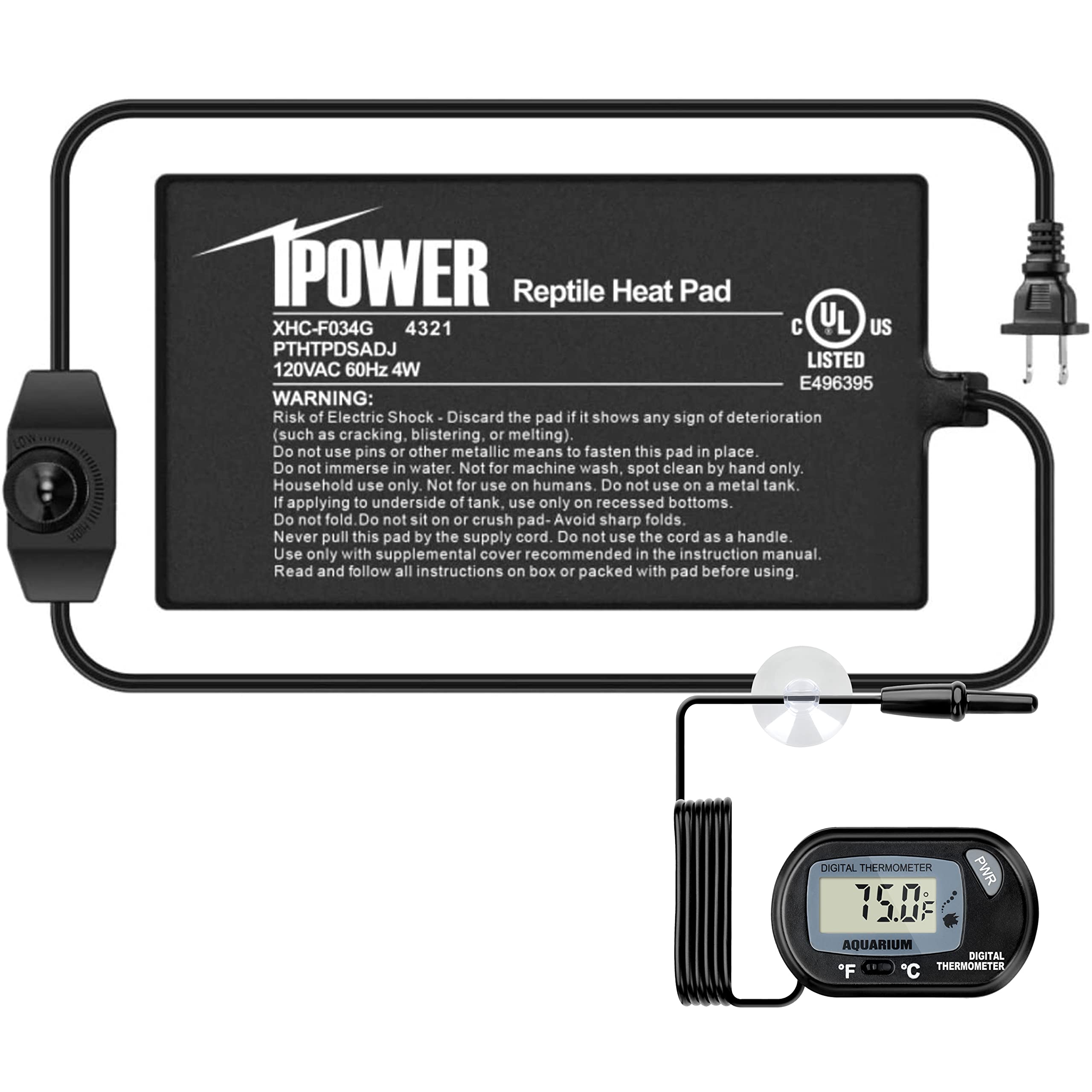 Foto 2 pulgar | Alfombrilla Térmica Para Reptiles Ipower De 4 Pulgadas Con Controlador De Temperatura - Venta Internacional.