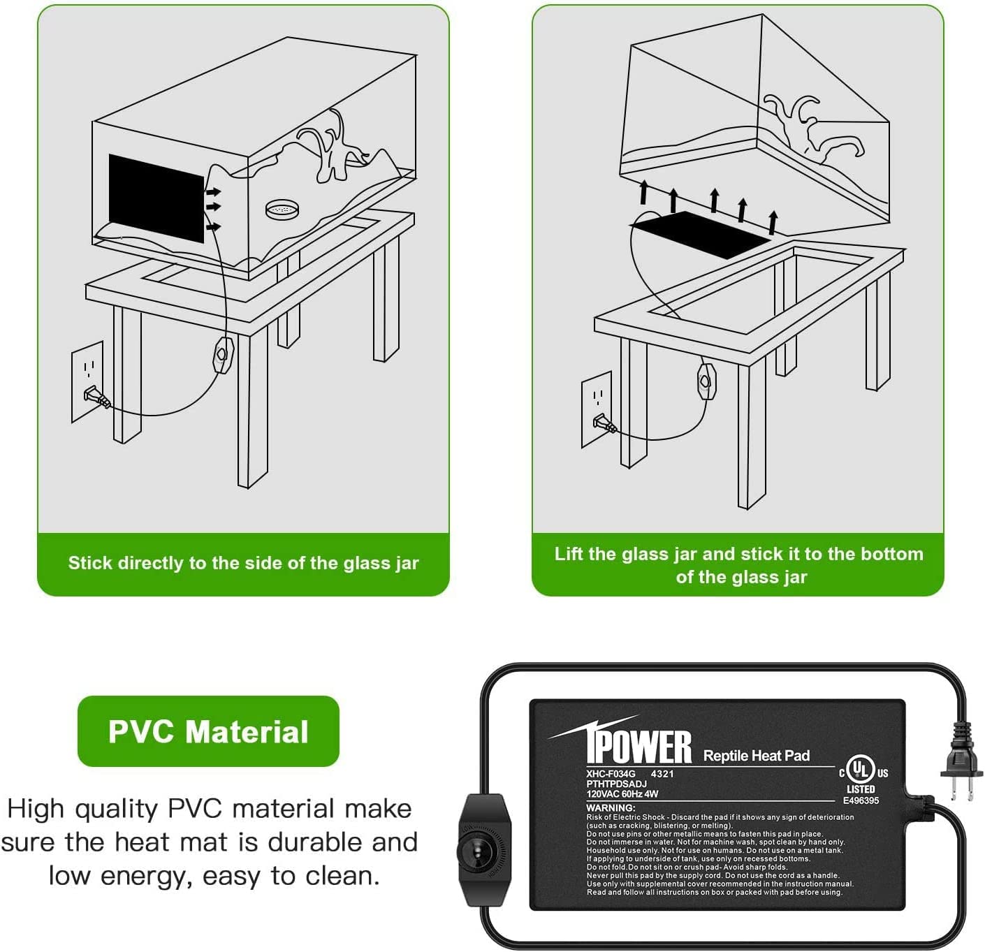 Foto 4 pulgar | Alfombrilla Térmica Para Reptiles Ipower De 4 Pulgadas Con Controlador De Temperatura - Venta Internacional.