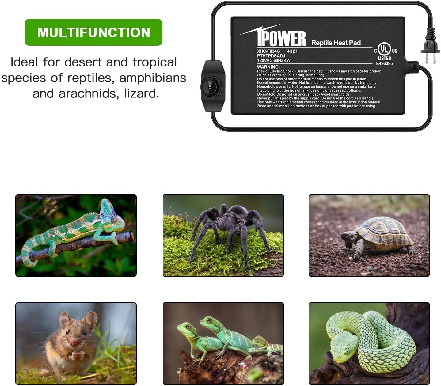 Foto 8 pulgar | Alfombrilla Térmica Para Reptiles Ipower De 4 Pulgadas Con Controlador De Temperatura - Venta Internacional.