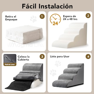 Foto 3 | Magma Life Escalera Para Perros Con 4 Escalones De Espuma Suave Y Antideslizantes, Diseño Cómodo