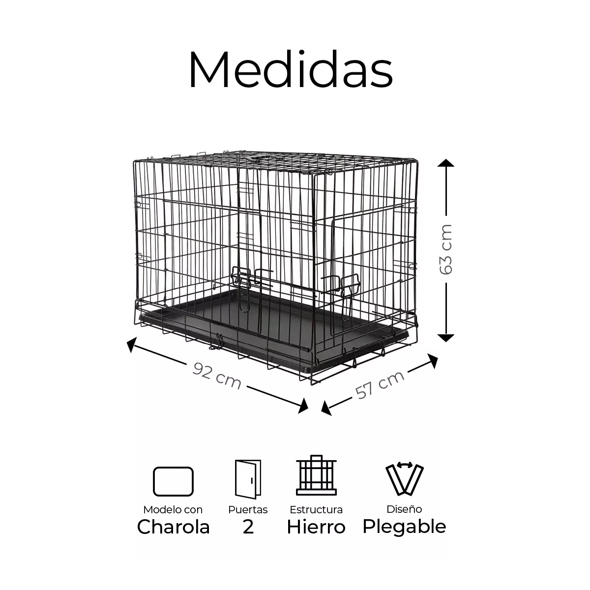 Foto 2 | Jaula Plegable Grande Con Charola 2 Puertas Eo Safe Imports Esi-15060 Negro