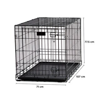 Foto 4 | Jaula Para Mascotas Plegable Transportadora Grande De Metal Negro 107cm