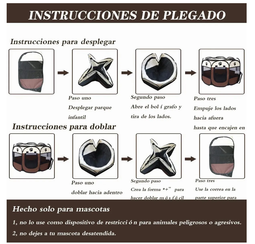 Foto 6 pulgar | Corral Jaulas Para Perros Plegable Mascota Casa