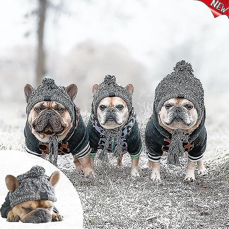 Foto 3 pulgar | Gorro Para Perro, Tejido Cálido En Invierno, A Prueba De Viento, Para Bulldog Francés - Venta Internacional.