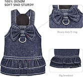 Vestido Tipo Arnés Para Perros Huoguo, De Mezclilla Azul, Para Perros Pequeños Y Niña - Venta Internacional.