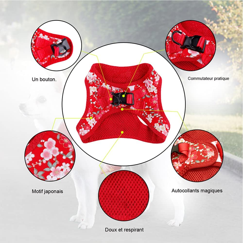 Foto 4 pulgar | Arnés Para Perros Jieyou Con Estampado Floral Rojo Para Chihuahua Xs - Venta Internacional.