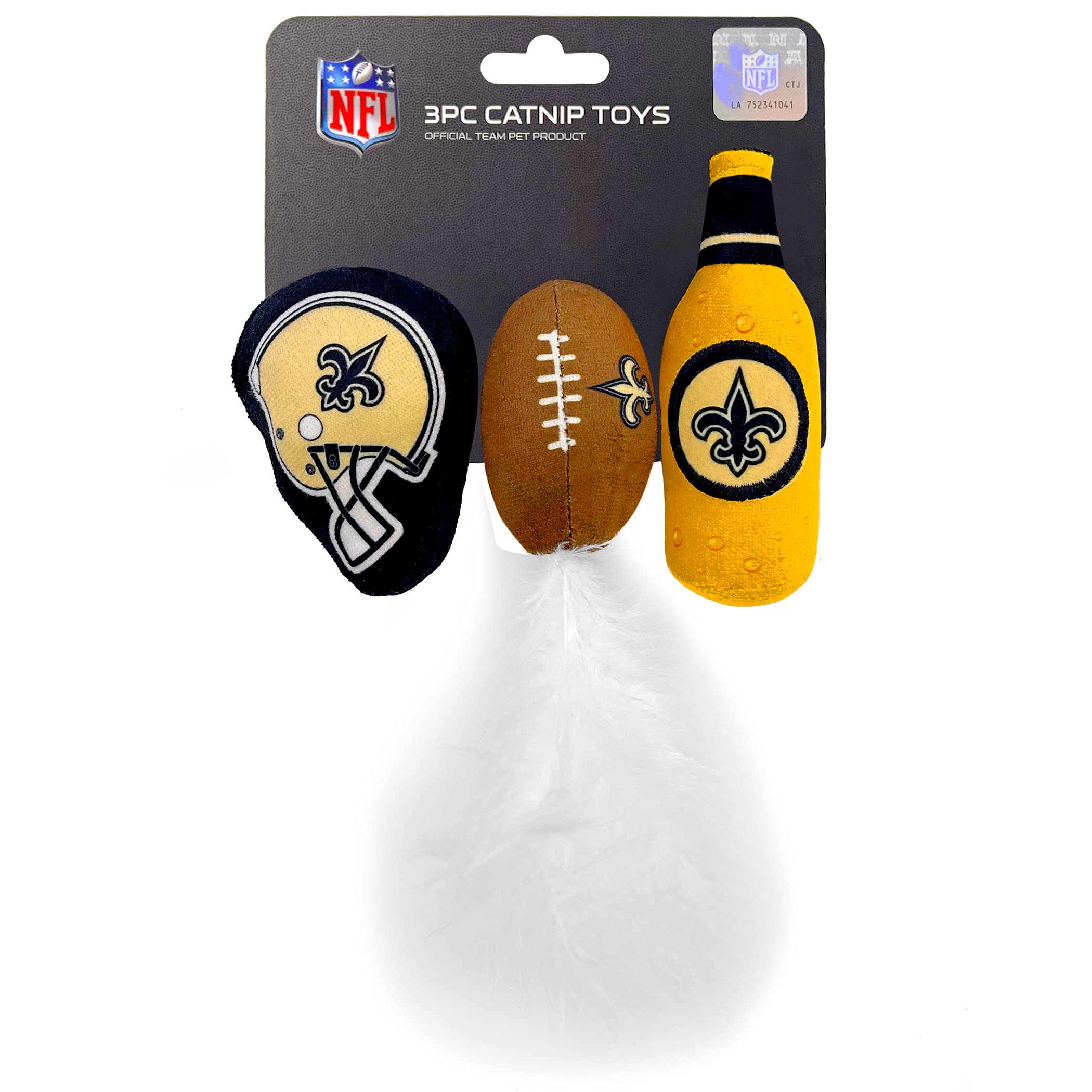 Juego De Juguetes De Felpa Para Gatos De Los New Orleans Saints De La Nfl Con Hierba Gatera, 3 Piezas - Venta Intern
