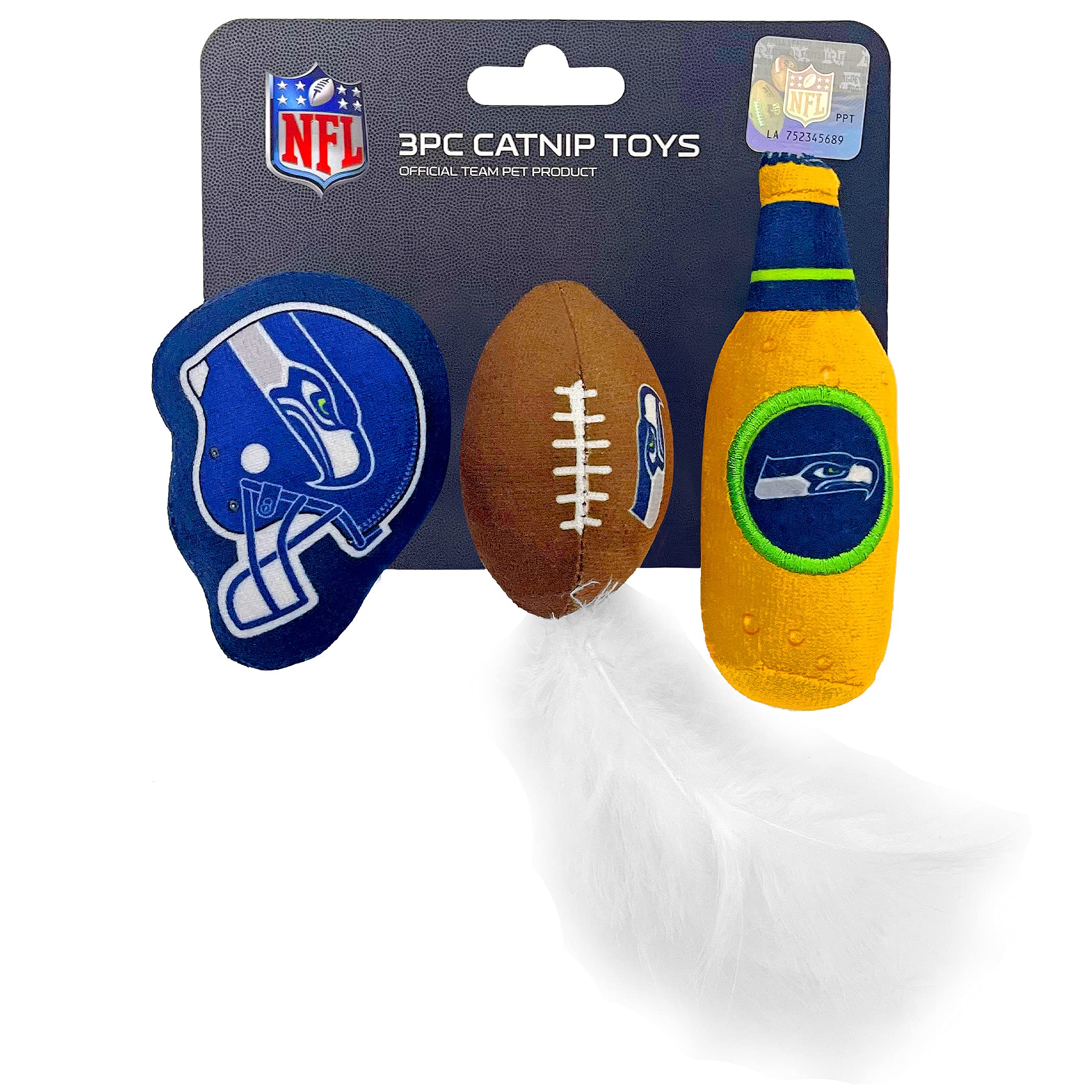 Juego De Juguetes De Felpa Para Gatos De La Nfl Seattle Seahawks Con Hierba Gatera, 3 Piezas - Venta Internacional.