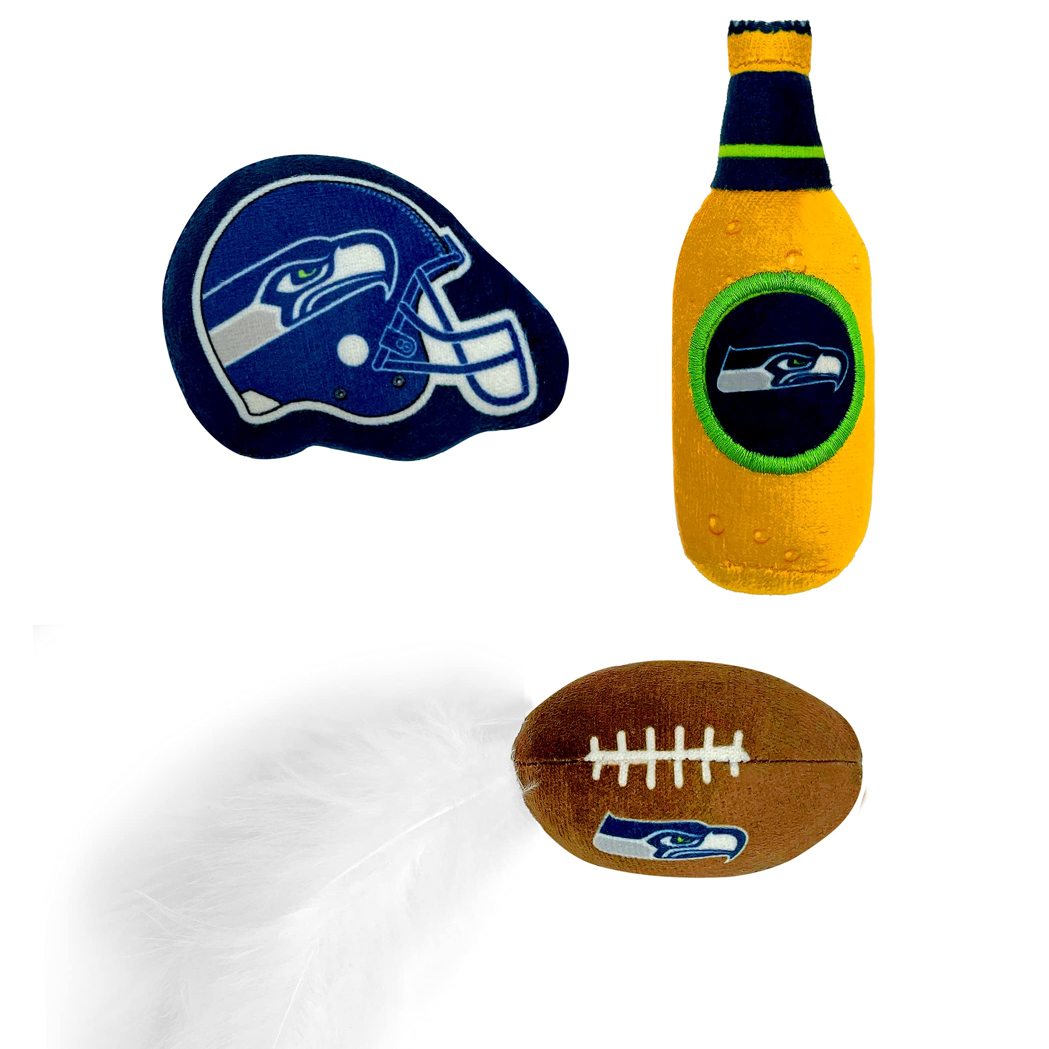 Foto 3 pulgar | Juego De Juguetes De Felpa Para Gatos De La Nfl Seattle Seahawks Con Hierba Gatera, 3 Piezas - Venta Internacional.