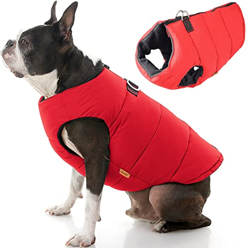 Chaleco Acolchado Gooby Para Perro, Color Rojo Liso, De Invierno, Para Perros Medianos - Venta Internacional.