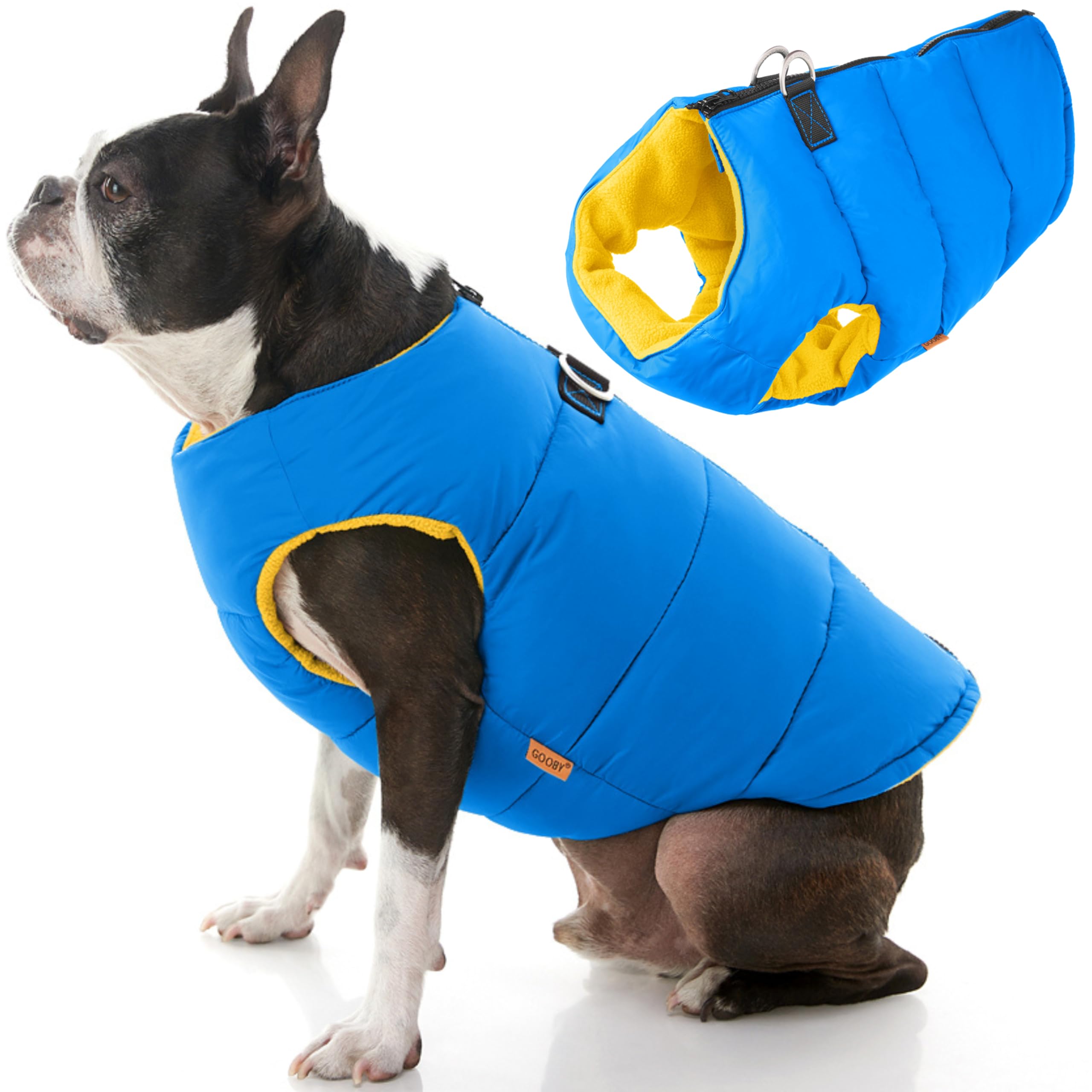 Chaleco Acolchado Gooby, Forro Polar Cálido, Azul, Para Perros Pequeños Y Medianos - Venta Internacional.