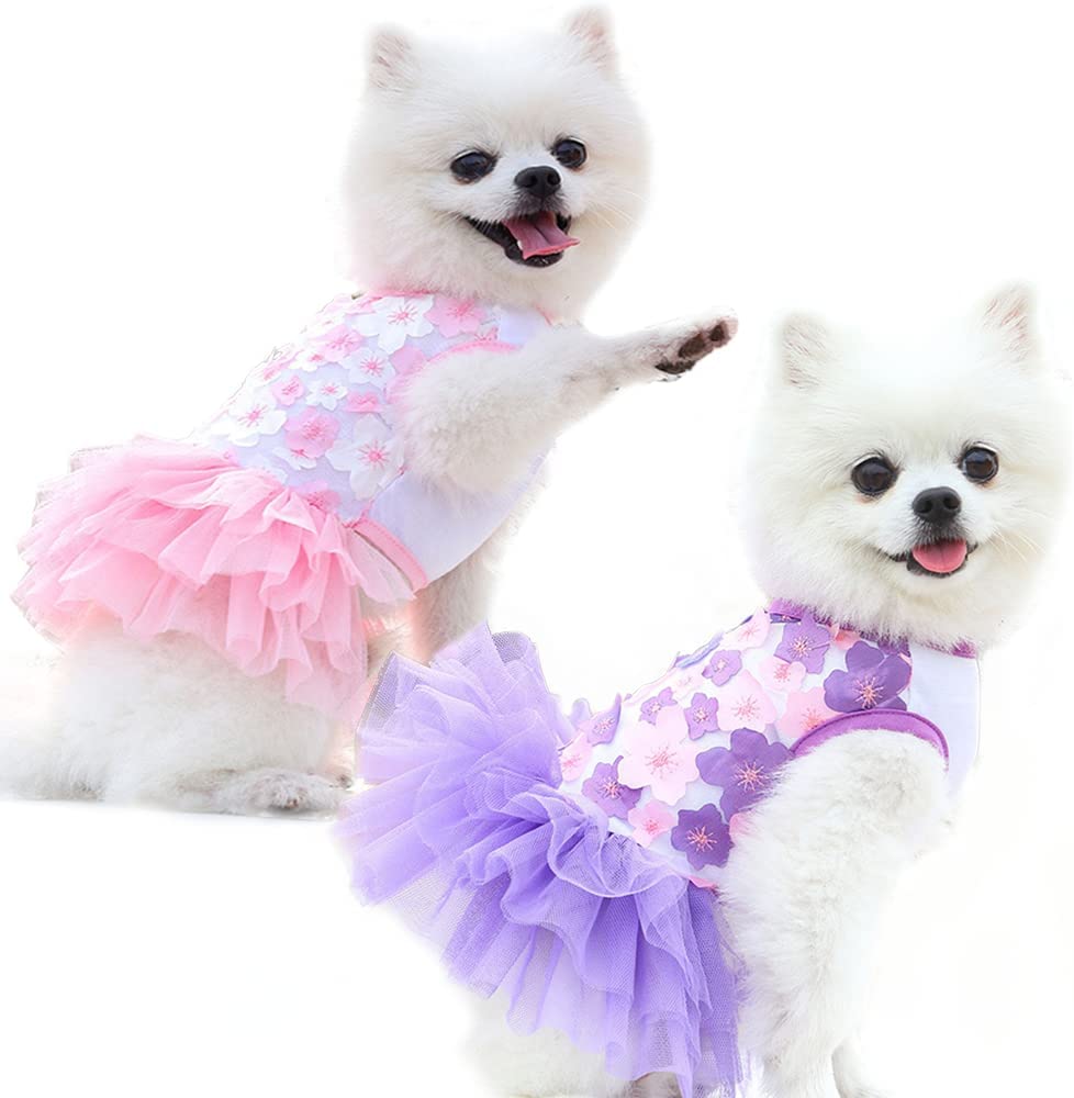 Foto 5 pulgar | Set De 2 Vestidos De Perro Para Perros Pequeños Y Niñas Summer Huoguo - Venta Internacional.