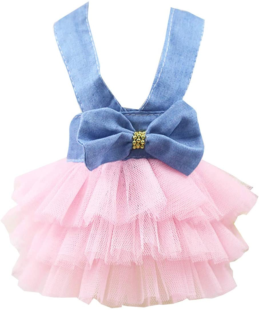 Foto 1 | Vestido Para Perro Yuki Princess Style De Algodón Y Malla Azul+rosa - Venta Internacional.